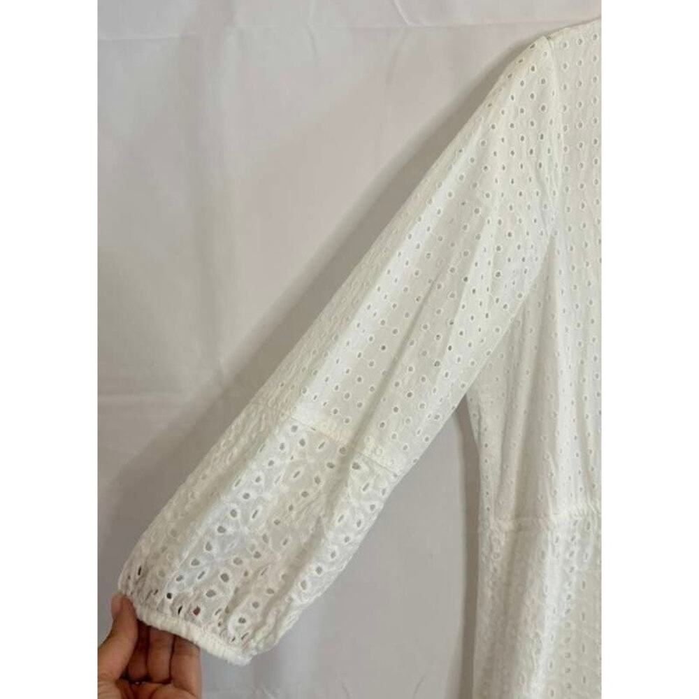 Zara Openwork Embroidered Midi Dress in White sz. M - Picture 7 of 10